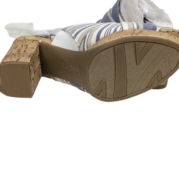 Lifestride Laguna Peep Toe Slip On Cork Chunky Heel Sandal Mule sz 6 NWT NEW BOX - Picture 7 of 13